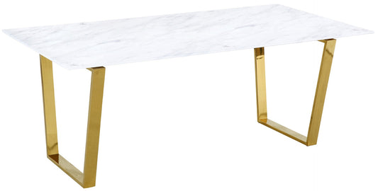 Cameron Gold Stainless Steel Dining Table with Solid Stone Top - Contemporary Elegance for Your Home