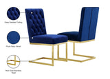Cameron Velvet Dining Chair Set - Contemporary Design with Gold Stainless Steel Base and Deep Tufting