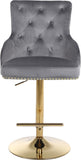 Claude Contemporary Adjustable Stool with Plush Velvet, Chrome Trim, and Deep Tufted Design for Comfort