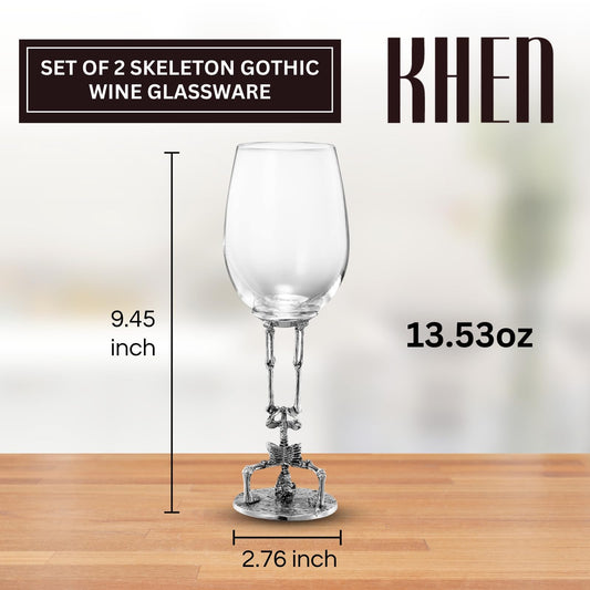 Handstand Skeleton Goblet Collectible Wine Glasses | Set of 2