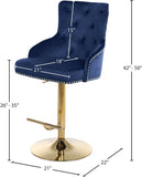 Claude Contemporary Adjustable Stool with Plush Velvet, Chrome Trim, and Deep Tufted Design for Comfort