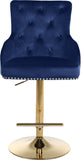 Claude Contemporary Adjustable Stool with Plush Velvet, Chrome Trim, and Deep Tufted Design for Comfort
