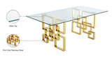 Pierre Gold Geometric Dining Table with Thick Glass Top - Contemporary Artistic Design for Elegance