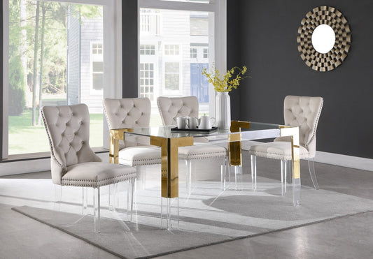 Casper Contemporary Dining Table with Glass Top and Acrylic Legs for a Luxurious Home Atmosphere