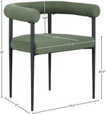 Louie Dining Chair Set of 2 - Modern Curved Back Design with Luxe Fabric and Durable Metal Frame