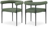 Louie Dining Chair Set of 2 - Modern Curved Back Design with Luxe Fabric and Durable Metal Frame