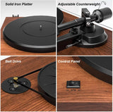 Angels Horn H002BT-OR Exceptional Quality Vintage Wooden Turntable  Bluetooth Vinyl Player