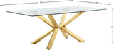 Capri Dining Table - Contemporary Glass Top with Gold Stainless Steel Base, 78" Wide, Chic Design!
