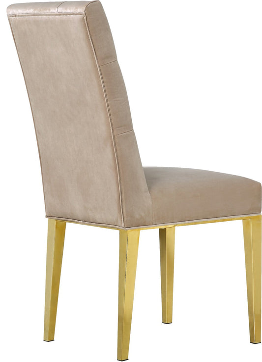 Capri Contemporary Dining Chairs - Set of 2 with Plush Tufting and Gold Stainless Steel Legs