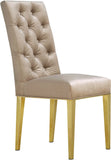 Capri Contemporary Dining Chairs - Set of 2 with Plush Tufting and Gold Stainless Steel Legs