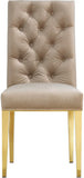 Capri Contemporary Dining Chairs - Set of 2 with Plush Tufting and Gold Stainless Steel Legs