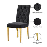 Capri Contemporary Dining Chairs - Set of 2 with Plush Tufting and Gold Stainless Steel Legs
