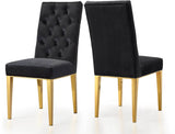 Capri Contemporary Dining Chairs - Set of 2 with Plush Tufting and Gold Stainless Steel Legs