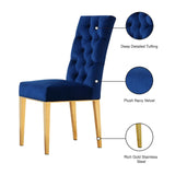 Capri Contemporary Dining Chairs - Set of 2 with Plush Tufting and Gold Stainless Steel Legs