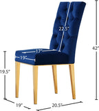 Capri Contemporary Dining Chairs - Set of 2 with Plush Tufting and Gold Stainless Steel Legs