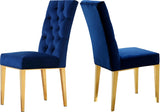 Capri Contemporary Dining Chairs - Set of 2 with Plush Tufting and Gold Stainless Steel Legs