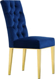 Capri Contemporary Dining Chairs - Set of 2 with Plush Tufting and Gold Stainless Steel Legs