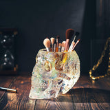 Skull Makeup Brush Holder, Pen Holder, Vanity, Desk (iridescent)
