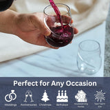 Khen Unbreakable Aerating Stemless Wine Glasses - Set of 2-13 oz Clear Glass