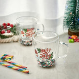 Set of 2 Holly Jolly Christmas Design Tumbler Mugs - 9.5 oz