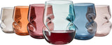 Khen Unbreakable Aerating Stemless Wine Glasses Set of 6-13 oz Pastel Glass