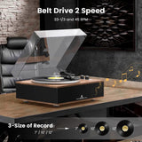 Angels Horn H019 Hi-Fi Bluetooth Turntable with Built-in Speakers vintage record player