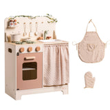 ROBUD Rustic Wooden Kids Play Kitchen Set  with Leaf Light String