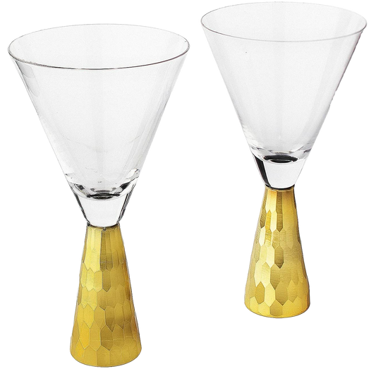 Set of 2 Elegant Gold Funnel Shaped Cocktail - 8oz