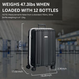 Wine Bottle Suitcase Aluminum | Holds 12 Standard 750 ML Bottles | Universal Airplane Luggage Case, TSA Approved Wheeled Bag For Professionals & Consumers, Gift For Wine Lovers, Connoisseurs (26 IN)
