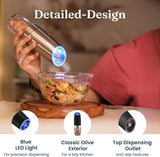 Battery Operated Salt & Pepper Grinder with LED Light, Silver