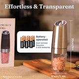 Battery Operated Salt & Pepper Grinder with LED Light, Silver