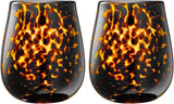 Khen Tortoise Leopard Wine Glasses Stylish Animal Print Break Resistant Acrylic Drinkware for Entertaining - Set of 2