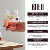 Confetti Stemless Wine Glasses Set of 2, 18.6oz