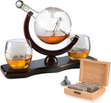 Etched World Decanter Whiskey Globe