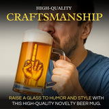 The Wine Savant Middle Finger Beer Glass with Handle - Tall Drinking Glass for Beer, Whiskey, Cocktails – 12.05 oz
