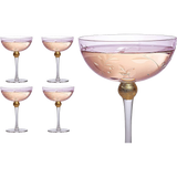 Colored Coupe Art Deco Glasses, Gold | Set of 4 | 8 oz (Pink)