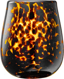 Khen Tortoise Leopard Wine Glasses Stylish Animal Print Break Resistant Acrylic Drinkware for Entertaining - Set of 2