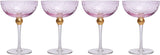 Colored Coupe Art Deco Glasses, Gold | Set of 4 | 8 oz (Pink)