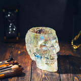 Skull Makeup Brush Holder, Pen Holder, Vanity, Desk (iridescent)