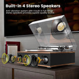 Angels Horn H019 Hi-Fi Bluetooth Turntable with Built-in Speakers vintage record player