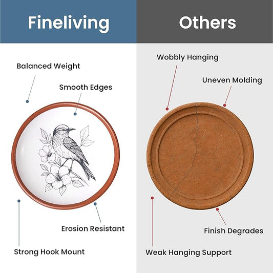 Hummingbird Terracotta Wall Plates Set of 2  8 Inch Decor (8 Units)