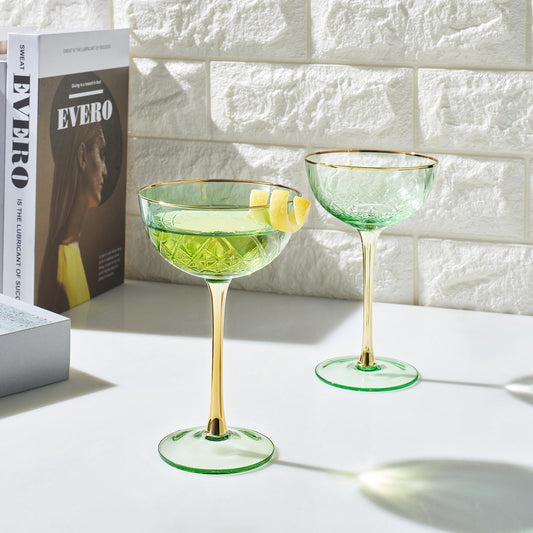 Vintage Art Deco Coupe for Champagne, Martini, Cocktails | Set of 2