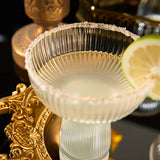 Ribbed Stemless Margarita Glasses with Gold Rim - Set of 4 (10 OZ)