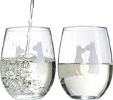Set of 2 Dog Stemless Schnauzer Wine Glasses