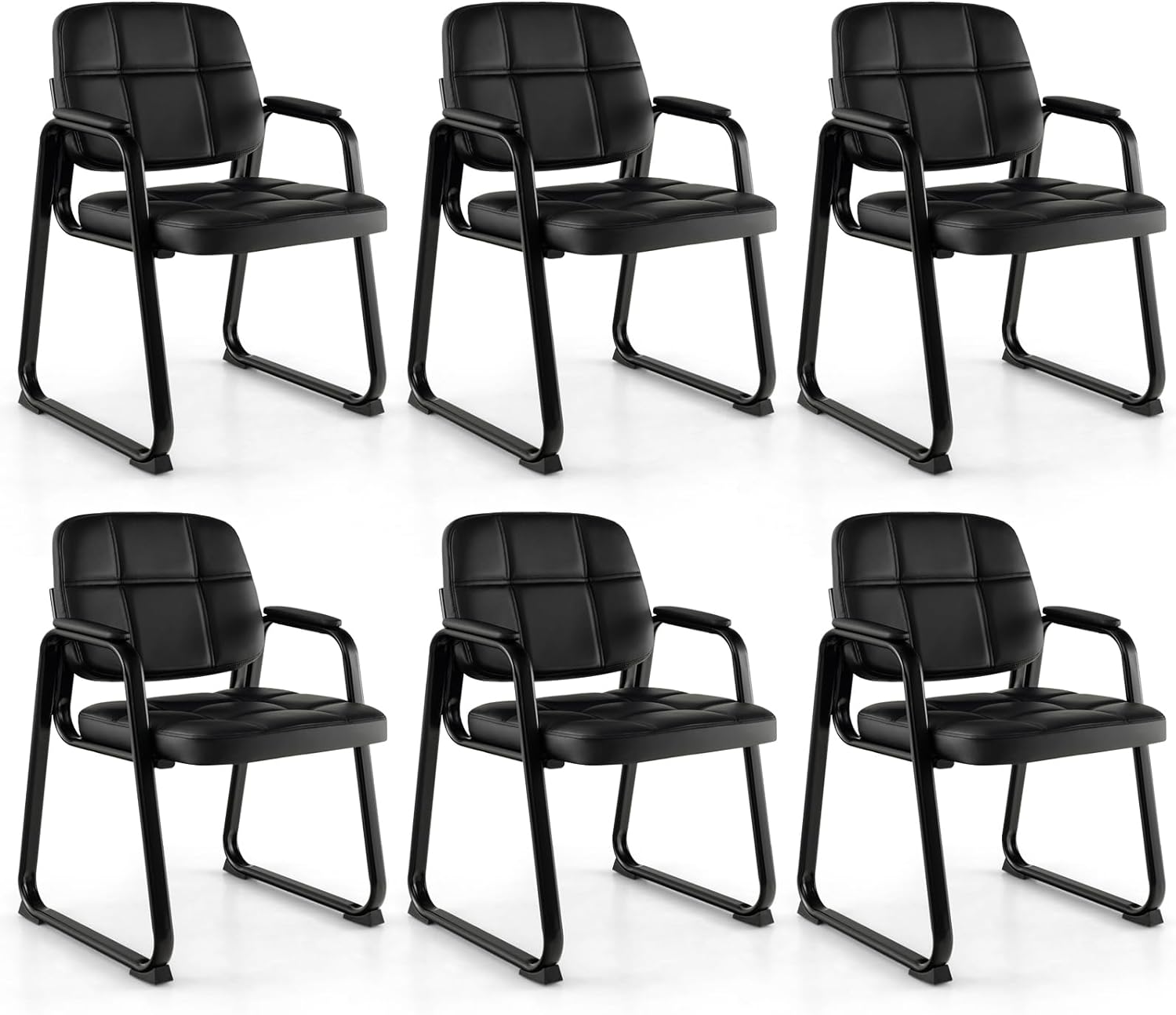 Tangkula Waiting Room Guest Chair, Upholstered Conference Chair with Armrest & Ergonomic Backrest