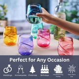 Khen Unbreakable Aerating Stemless Wine Glasses Set of 6-13 oz Colored Glass