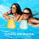 Floating Wine Glasses for Pool - Set of 2-15 OZ Shatterproof Poolside Wine Glasses, Tritan Plastic Reusable, Beach Outdoor Cocktail, Wine, Champagne, Water Glassware Spring Summer (Muted Blue)