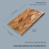 Handmade Acacia Wood Chopping Board – Large Chevron