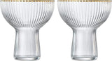 Ribbed Stemless Margarita Glasses with Gold Rim - Set of 4 (10 OZ)