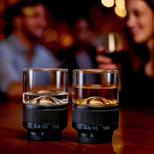 The Wine Savant Camera Lens Whiskey Glasses |Set of 2